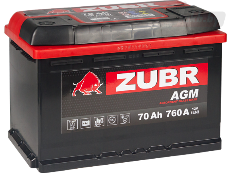 Аккумулятор Zubr AGM 70A/h 760A R+