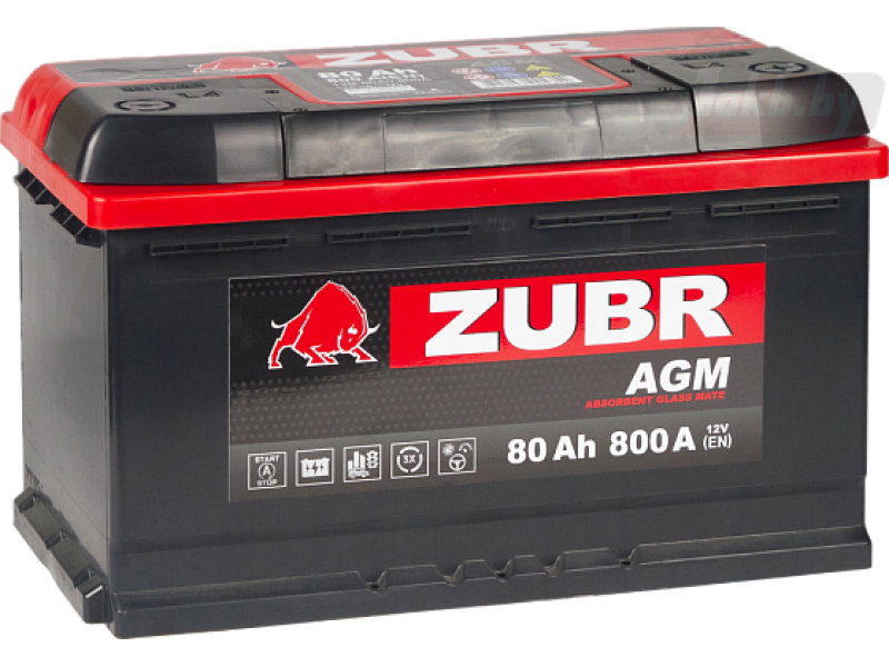 Аккумулятор Zubr AGM 80A/h 800A R+