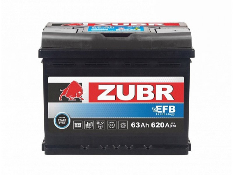 Аккумулятор Zubr EFB 63 A/h 620А R+