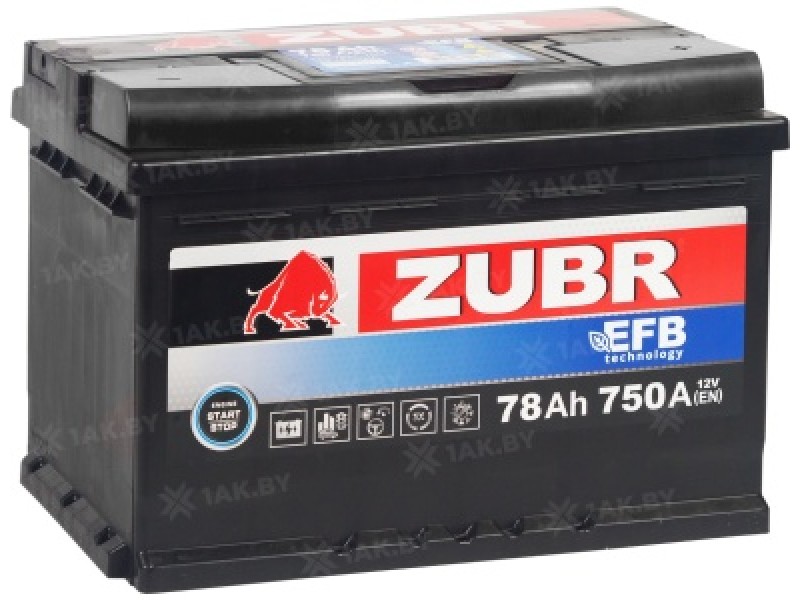 Аккумулятор Zubr EFB 78 A/h 750A R+