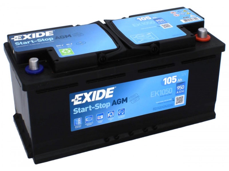 Аккумулятор Exide Start-Stop AGM EK1050 (105 A/h) 950A R+