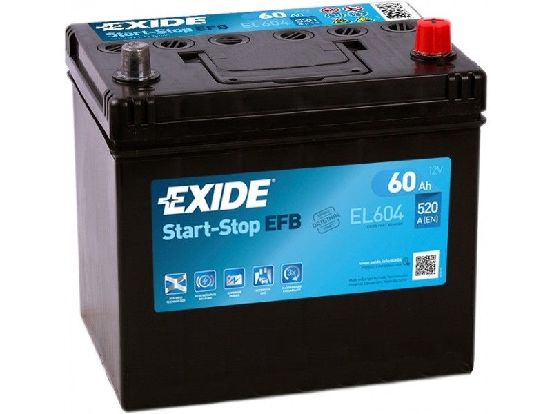Аккумулятор EXIDE Start-Stop EFB EL604 (60 A/h), 520A R+