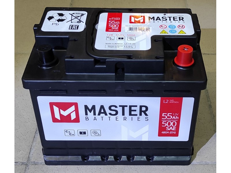 Аккумулятор MASTER BATTERIES 55 A/h 480A R+