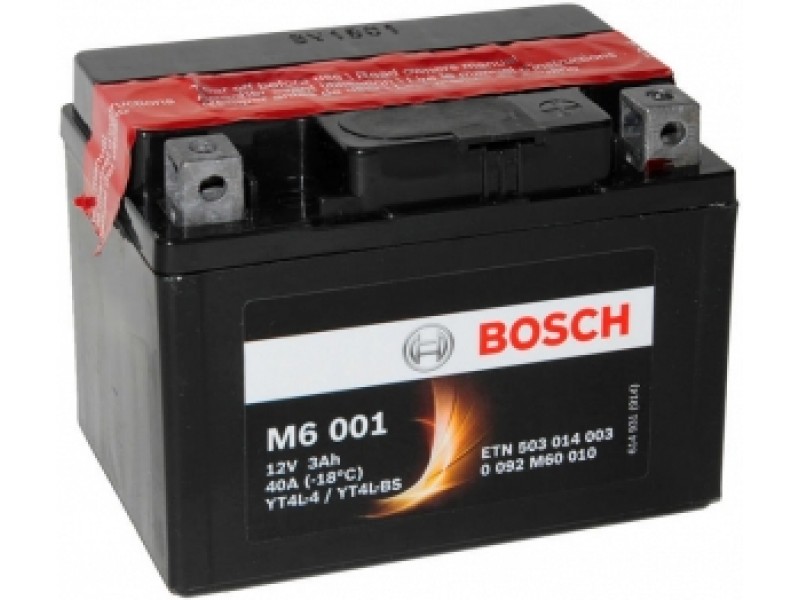 Аккумулятор Bosch M6 001 503 014 003 (3 A/H), 30A, YT4L-BS / YT4L-4