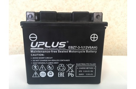 Аккумулятор UPLUS Super Star EBZ 7-3-1 (YTZ 7S) 6 A/h 12 V 6 A/h